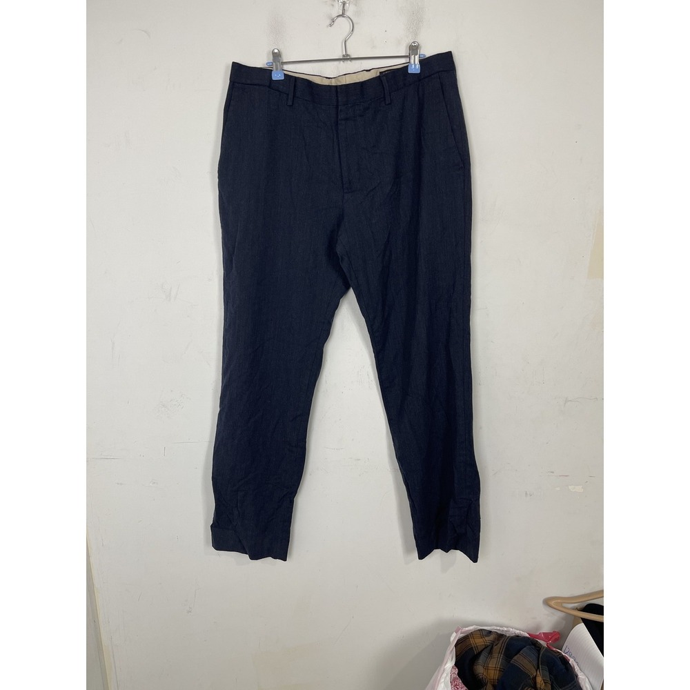 Banana Republic Mens Dress Pants 36x34 Wool Blend Slim Fit Navy Blue Wedding